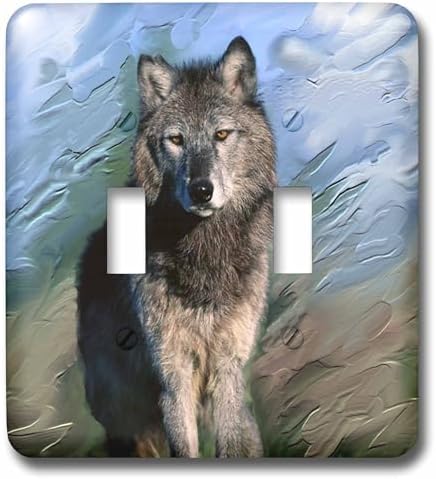 3dRose LLC lsp_3938_2 Wolf, Double Toggle Switch image 3