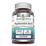 Amazing Formulas Hyaluronic Acid Complex 990mg Per Serving | with Hydrolyzed Collagen I & III, MSM & Vitamin C | 90 Capsules Supplement | Non-GMO | Gluten Free | Made in USA