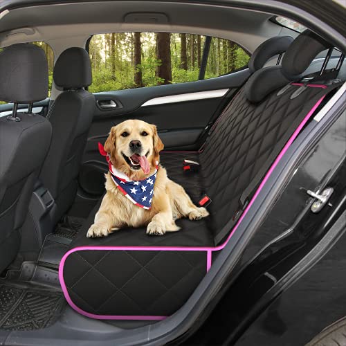 Active Pets Fabric Car Bench Dog Seat Cover For Back Seat, Waterproof Vehicle Seat Covers, Durable Scratch Proof Nonslip, Protector For Pet Fur & Mud, Washable - Pink #TOP2