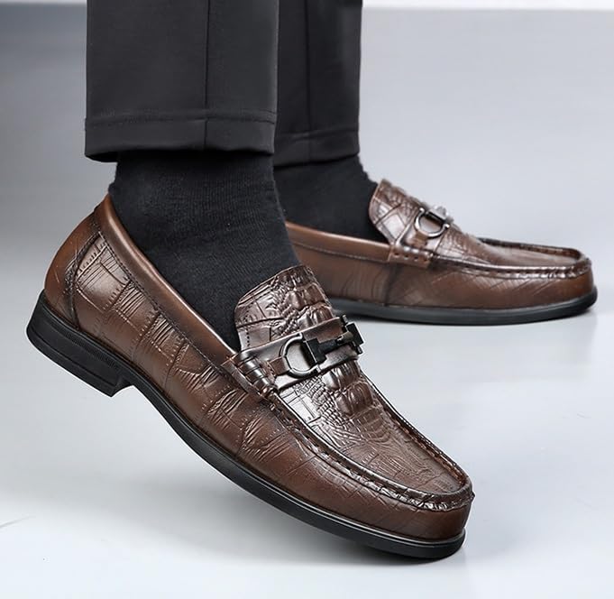 Men's Leather Oxford Dress Shoes Formal Wedding Business Casual Wingtip Brogue Comfortable Slip-On Loafers4