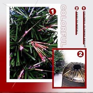 24 inch Green Fiber Optic Christmas Tree 2ft Tabletop Christmas Tree Pre Lit Artificial Mini Christmas Tree Tabletop Small Xmas Tree with Gold Base Pot Stars for Holiday Home Decorations