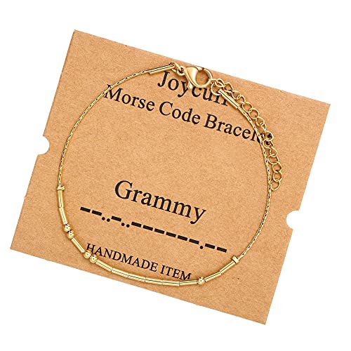 Image of JoycuFF Inspirational Morse Code Bracelets for Women Silver Beads Jewelry Encouragement Mantra Gifts for Her