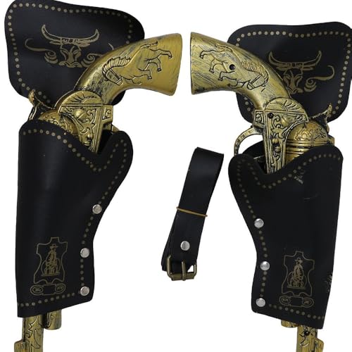 FIESTAS GUIRCA | Cartouchière Double avec Pistolets en Plastique (29 cm) - Accessoire de Costume pour Cowboys du Far West et Fêtes Costumées - Idéal pour Halloween...
