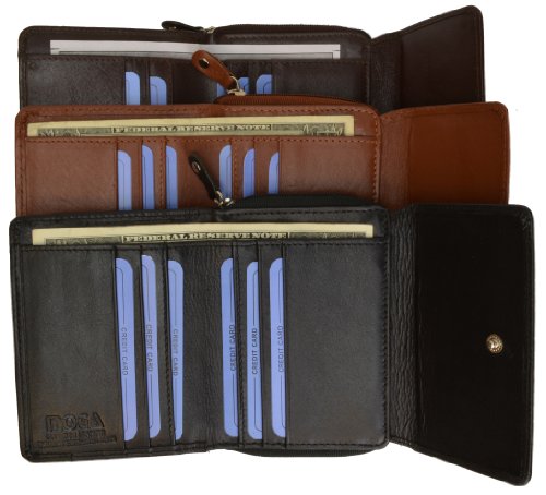 High End Leather Trifold Mens Wallet with Zipper Compartment Moga #92005 (Brown)4