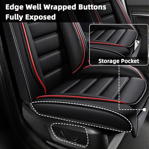 Image of Car Seat Cover Fit for Nissan 370Z 2009-2021,Compatible Airbag Non-Slip Waterproof Seat Cover,Car Seat Protector Premium Interior (Standard 2 Seats,Black Red)