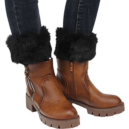 Image of Womens Fur Trim Boot Cuff Top Cover Leg Warmers