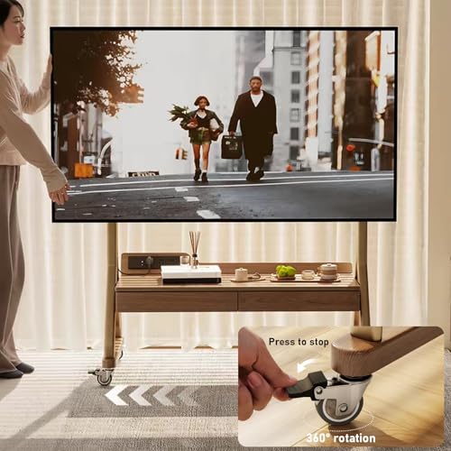 Soporte móvil de madera para TV con ruedas para TVs 40-85 pulgadas miniatura 3