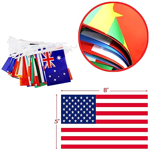 Image of Premium Quality 95Ft 100 Countries String Flag - Vibrant International Bunting Banners Perfect for Party Decorations, Bars, Sports Clubs, School Festivals, Celebrations