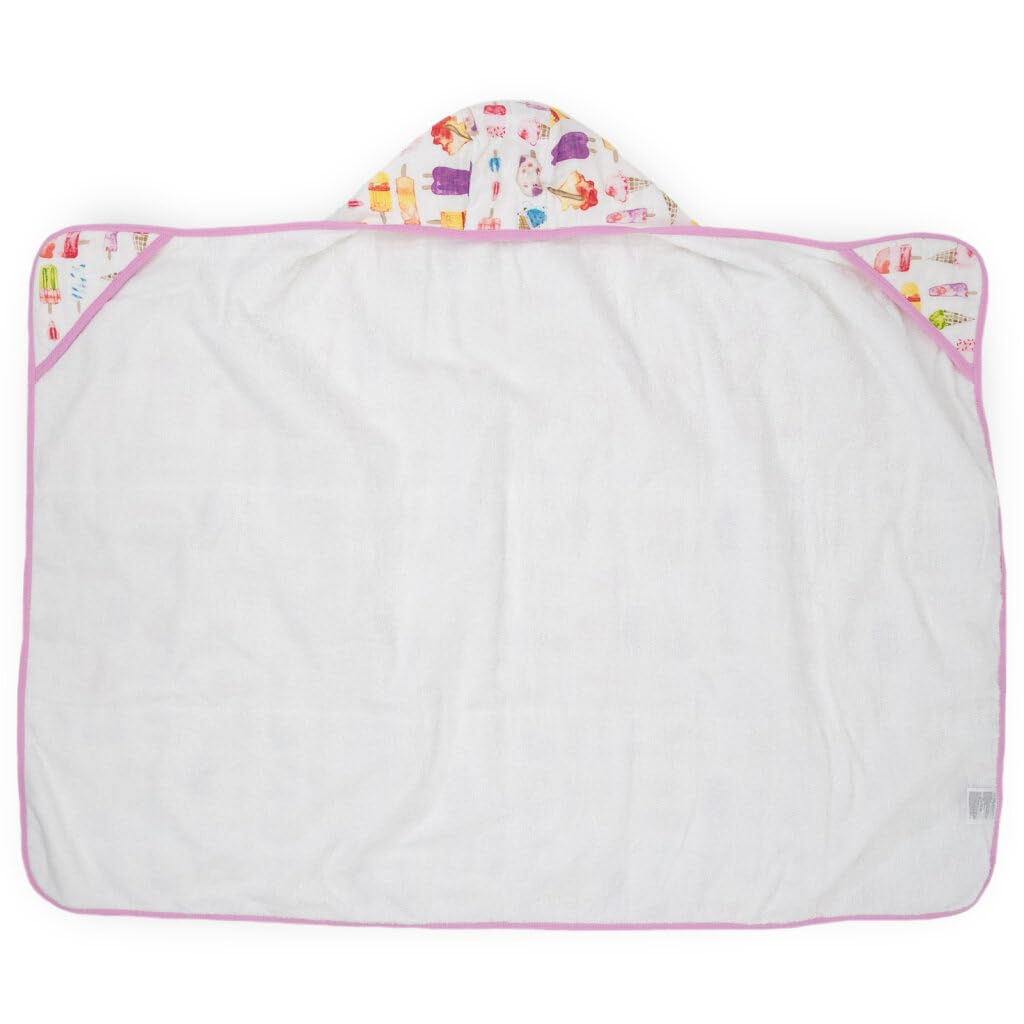 Little Unicorn Hooded Bath Towel | Absorbent Cotton &amp; Terry Blend | Larger Size for Baby &amp; Toddlers, 1-6 Years (Brain Freeze)