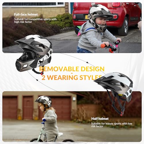 ROCKBROS Kids Full Face Bike Helmet Adjustable Detachable Protection - image 4