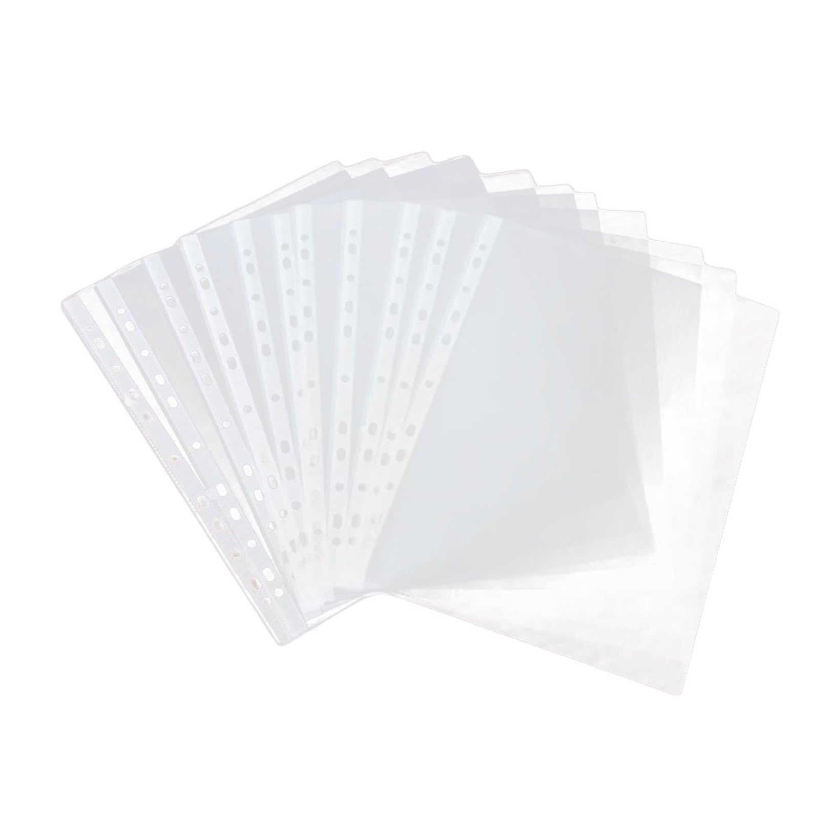 Protège-feuilles Perforés A4 11 Trous Pvc 100 Pièces pour Classeur