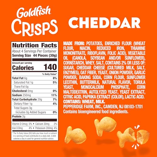 Goldfish Crisps Cheddar Baked Chip Crackers, 4.8 Oz Bag - image 2