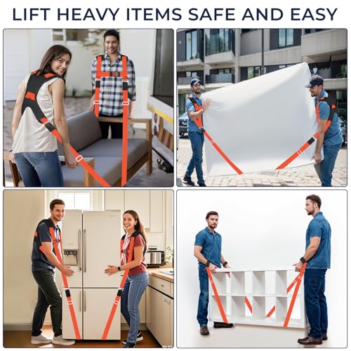 Ytonet Moving Straps, 2-Person Lifting and Moving System, Furniture Lifting Straps with Padded Back Support for Appliance, Mattress, Heavy Objects up to 800 lbs, 130 in Long Easy to Move, Lift, Carry - Thumbnail 7