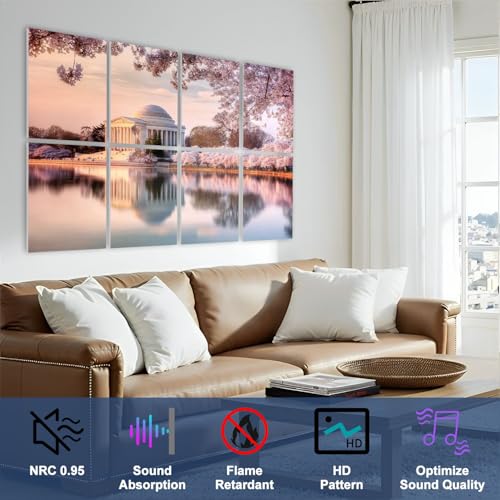 8 Pack Paneles Acústicos Decorativos Autoblocantes Jefferson Memorial Cherry Blossom Festival 48"x32" para Oficina Hogar Estudio miniatura 3