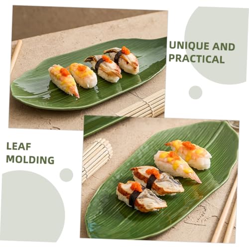 Plato cerámico para sushi forma hoja estilo japonés miniatura 7