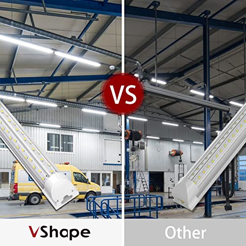 Vshape 8Ft Led Shop Light Fixture, 100W, 13000Lm, 6000K Super Bright White, Linkable Led Garage Lights Fixture, 8 Foot Led Shop Lights For Workshop, T8 Tube Light, No Rf & Fm Interference, 4-Pack #TOP2