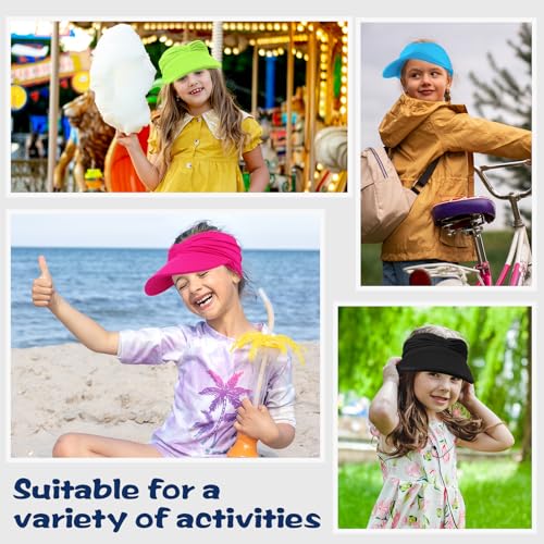 TAGVO Kinder Visor Cap Sonnenhut für Mädchen und Jungen 3-9 Jahre, UV-Schutz Sommerhut Breiter Krempe mit Atmungsaktives Schweißband, Elastisch Strandhut Golf Tenniskappe für Outdoor Sport