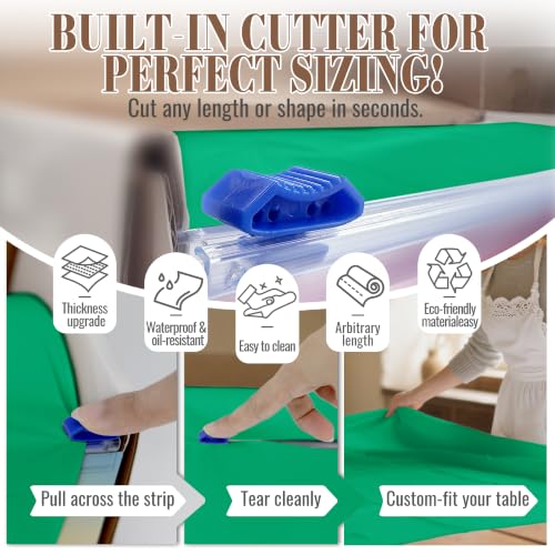 Image of Disposable Tablecloth Roll, 54In x 300Ft Plastic Table Cloth Disposable