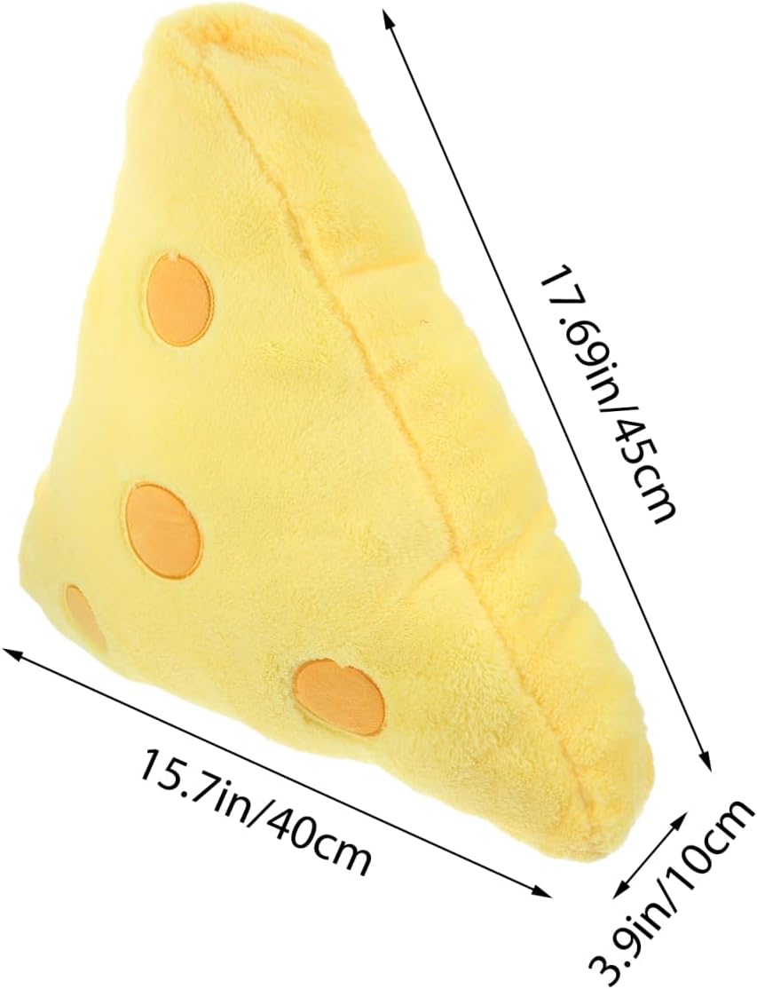 ULTECHNOVO 17.7" Large Cute Cheese Pillow: 3D Realistic Shaped Plushie Throw Pillow for Couch & Bed, Soft Funny Food Plush Toy for Aesthetic Room Decor, Unique Gift for Cheese Lovers, Yellow