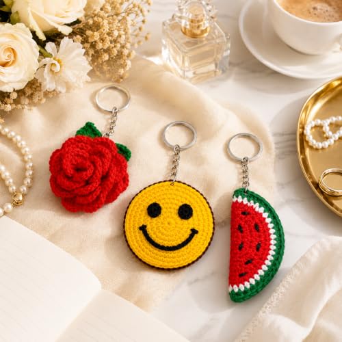 Image of Handmade Crochet Keychain Flower Design