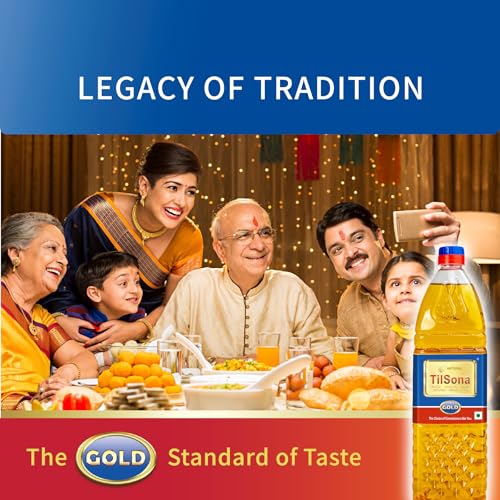 Image of Tilsona Gold Til /Sesame Oil for Cooking 1L | 100% Pure & Natural, No Artificial Flavours or Preservatives | Rich in Antioxidants & Omega-6 | Supports Good Health