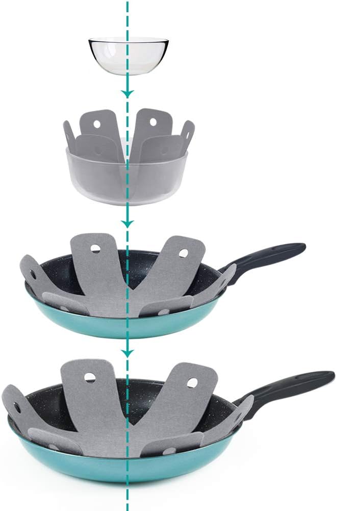 BYKITCHEN Pan Pot Protectors, Set of 12 and 4 Different Sizes, Larger & Thicker Gray Pan Separator Pads, Pan Protectors for Stacking and Protecting Your Cookware Gray-12pcs