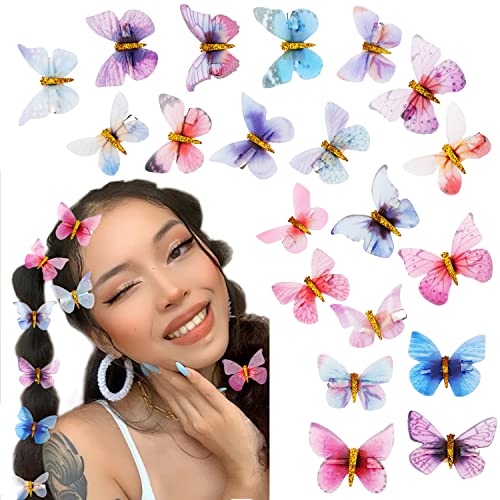 Butterfly Clips,Butterfly Hair Clips,Small Hair Clips,Y2K Accessories,Hair Clips for Thick Hair,Cute Hair Clips,Butterflies,Hair Glitter,Butterfly Clips for Hair,Kawaii Hair Accessories(20 PCS)