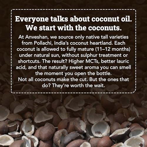 Image of Anveshan Wood Pressed Coconut Oil 500ML | Plastic Bottle | Kolhu /Kacchi Ghani /Chekku | Natural | Chemical-Free | Coconut Oil for massage