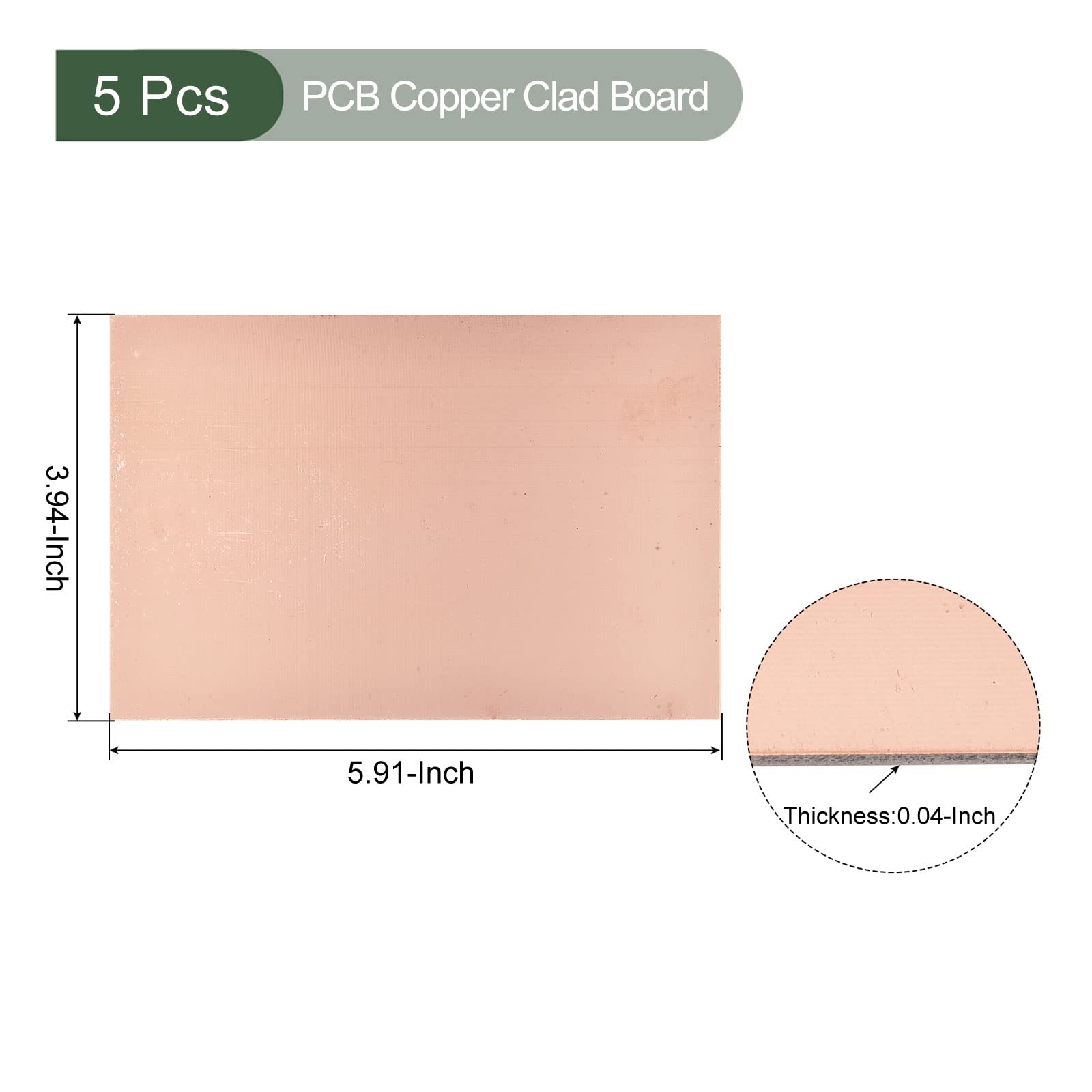 YOKIVE 5pz PCB Rame Rivestimento Scheda, FR4 Singolo-Lato Circuito Schede, Eccezionale per Elettronica Hobby, Incisione, Circuito Progetti (150mmx100mmx1mm)