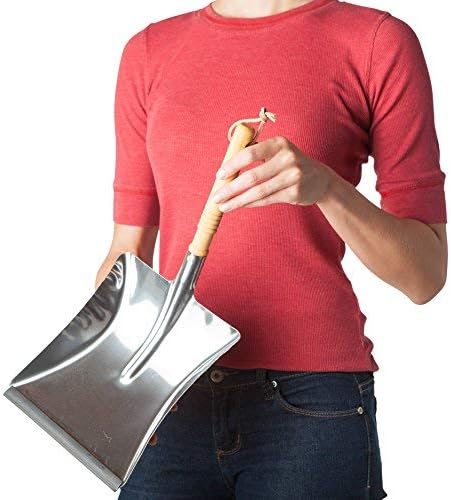 Miniatura 2 de REDECKER Sartén de acero inoxidable resistente, recogedor grande con mango largo de madera de haya engrasada de 17-34 pulgadas para uso doméstico y