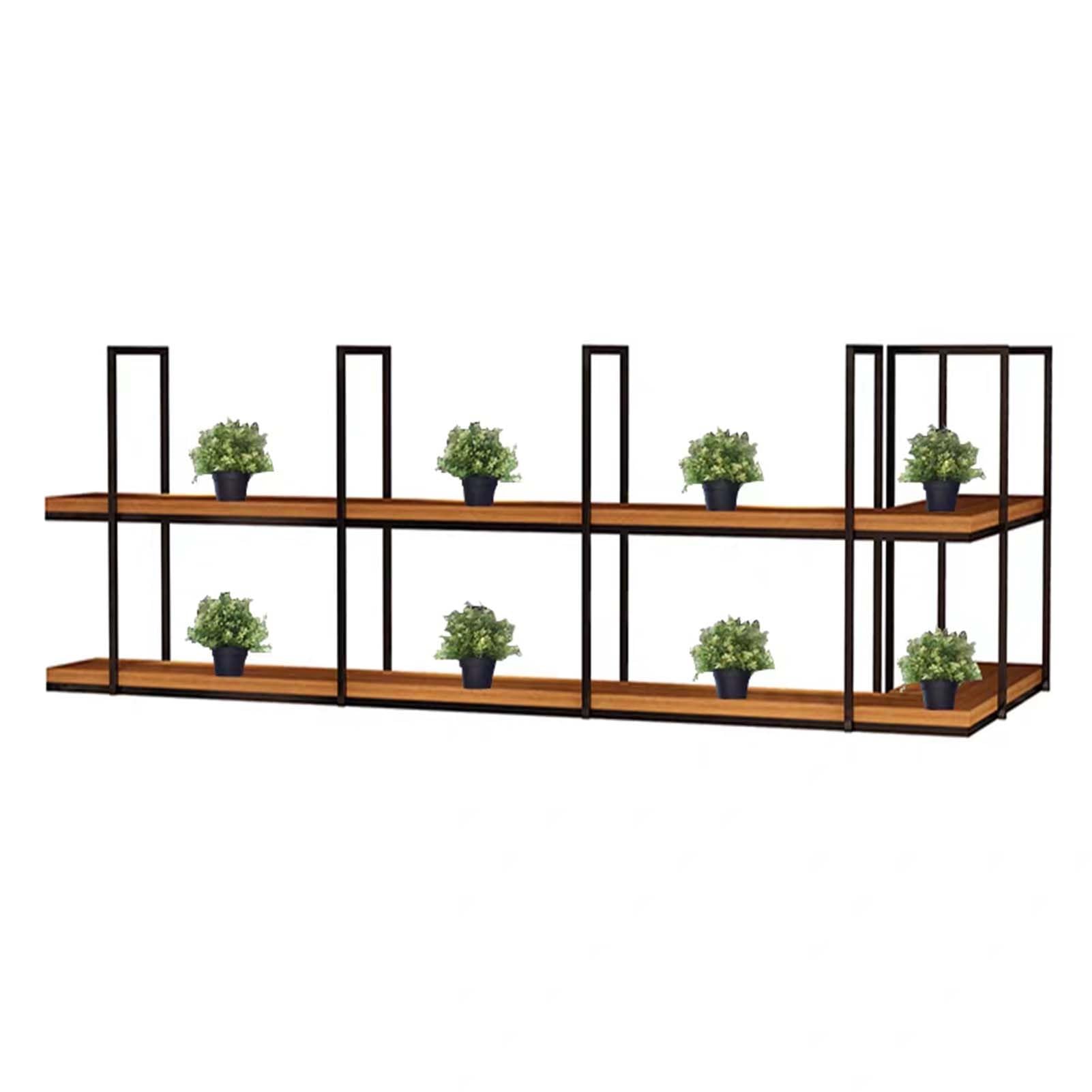 Półki wiszące sufitowe, drewniana półka wisząca, 2-poziomowy wielofunkcyjny organizer do przechowywania, stojak na doniczki z roślinami(90x30x80cm)