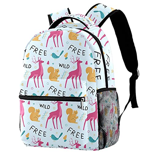 Petit sac à dos avec poches animaux de la forêt pour fille garçon femme