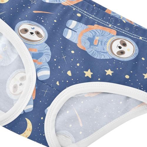 Wusikd Sloth Astronaut Suits Girls' Underwear Cotton Moon Stars Girls Briefs Soft Toddler Underwear 2T4