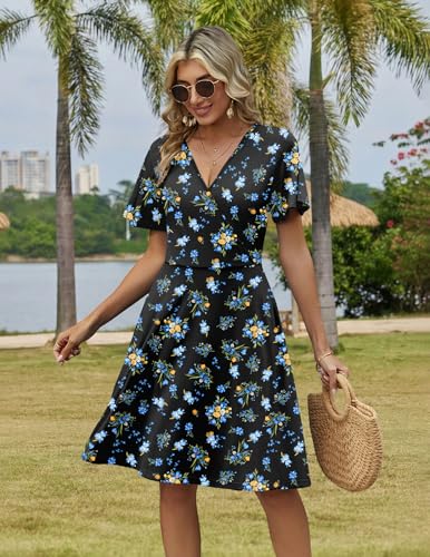 Image of Zeagoo Womens Summer Dresses Wrap V Neck Dress Floral A-Line Ruffle Sleeve Casual Sundress with Pockets 2026