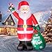 Omdekor 180CM/6FT Großer weihnachtsdeko aufblasbar Weihnachtsmann mit Geschenkesack & Gehstock, IP44 Wassergeschützt, Innen/Garten/Deko mit Integrierten LED-Lichtern, Erdspießen & Sandsäcken