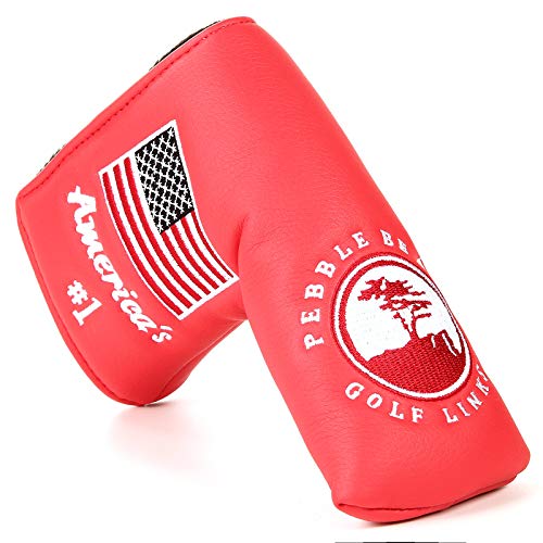 1pc Palpa de golf Putter Cubiertas de putter Bandera de Estados Unidos Rojo Super Abejas Bordado Cubierta para la cabeza (Rojo) Cover