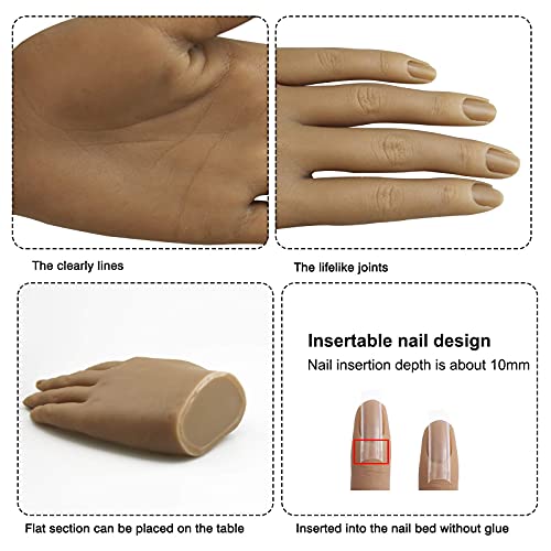 Silicone Hand For Acrylic Nails Practice With Stand Clamp - Realistic Flexible Bendable Women Mannequin Hands Lifelike Fake Hand For Tattoo Practice Sketch Jewelry Ring Glove Display #TOP2
