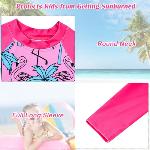 Image of TUONROAD Girls 2 Pieces Rash Guard Swimsuit Long Sleeve Tankini for 4-10 Years