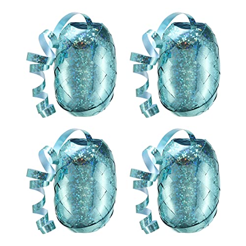 PATIKIL 4pcs Curling Ribbon Crimped Balloon String 5mm Laser Metallic Shiny 10m for Christmas Wedding Gift Crafts Florists Decoration Light Blue