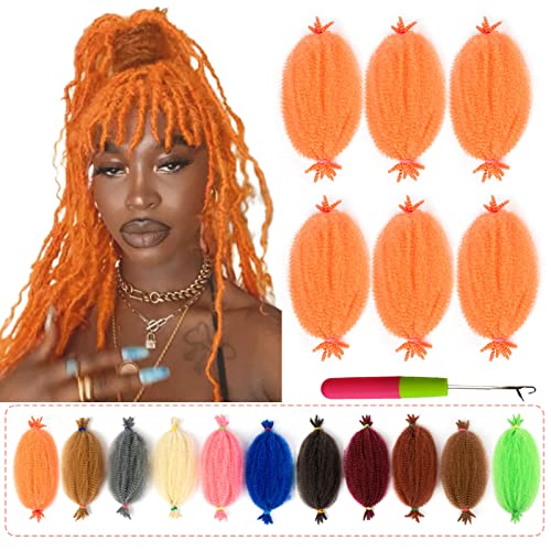 Marley Twist Braiding Hair 12 Inch Spring Twist Hair Wrapping Hair for Soft Locs 6 Pack Afro Twist Hair Bob Marley Hair Kinky Hair for Braiding Brown Orange