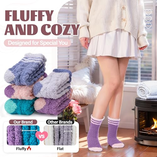 Image of Anlisim Fuzzy Socks for Women, Soft Comfy Cozy Fluffy Thick Winter Warm Fleece Slipper Socks
