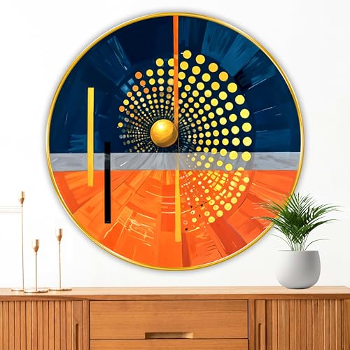 Livin'luxe paintings Abstract modern art Premium Sparkle lamination Golden Slim Frame 58 cm x 58 cm Large Size, For Home/Office/Hotel painting GR135