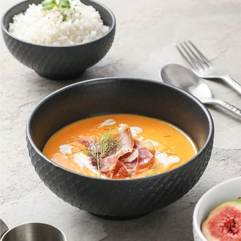 Miski do sałatek ceramiczna zastawa stołowa nowoczesna prosta miska do zupy dom miska ramen śniadanie miska na płatki śniadaniowe salon miska na przekąski miski obiadowe (A, M)
