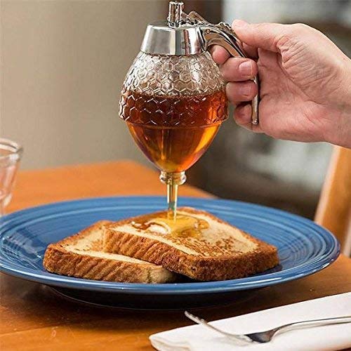 Hunnibi Acrylic Honey Dispenser, No Drip Syrup Dispenser Jar with Stand - Thumbnail 2