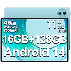TECLAST P50 Tablet 11 Pulgadas Android 14 Tableta, 16GB RAM+128GB ROM(TF 4TB), 4G LTE Doble SIM+5GWiFi, T606 Octa-Core 2GHz, 8000mAh/GPS/13MP Cámara/BT5/Type-C/Widevine L1/GMS/3.5MM Jack/Metálico-2025