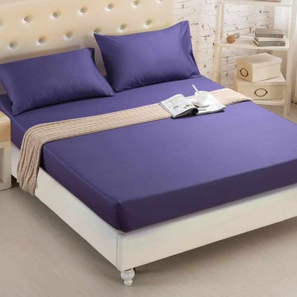 Protège-matelas 200x220 cm en coton bleu royal avec drap ajusté pour lit - 5