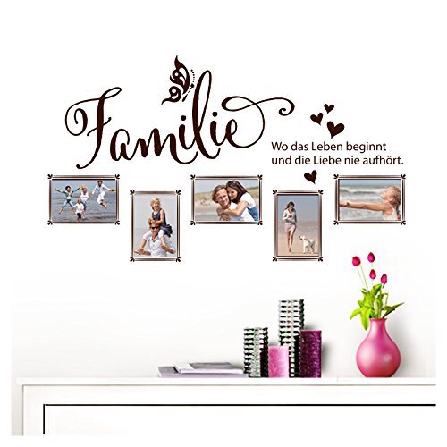Grandora Wandtattoo Familie - Fotorahmen selbstklebend I braun (BxH) 84 x 49 cm I Aufkleber Sprüche für Wohnzimmer Modern Wandaufkleber W5000