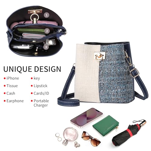 Cross Body Purse for Woman Trendy,Crossbody Bucket Bags-PU Leather with Adjustable Shoulder Strap, Multiple Pockets4