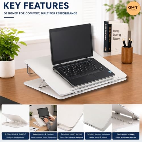 Image of GoodWill Tech Wooden Tabletop Elevator for Writing, Sketching, Drawing - Adjustable Height, Laptop Stand for Offices, Schools, and Study Rooms (White Pine, 12 x 16 inches)