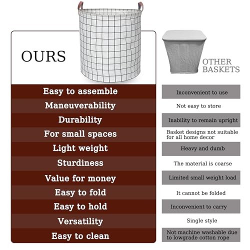Image of Waterproof Laundry Hamper Collapsible Laundry Basket Leather Handle Laundry Bag Large Clothes Storage Toy Organization for Bathroom Bedroom Laundryroom College Dorms (Laundry Basket-003)